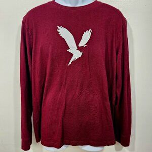 American Eagle Long Sleeve Thermal Shirt Men's Size M Maroon Crew Neck    (83)
